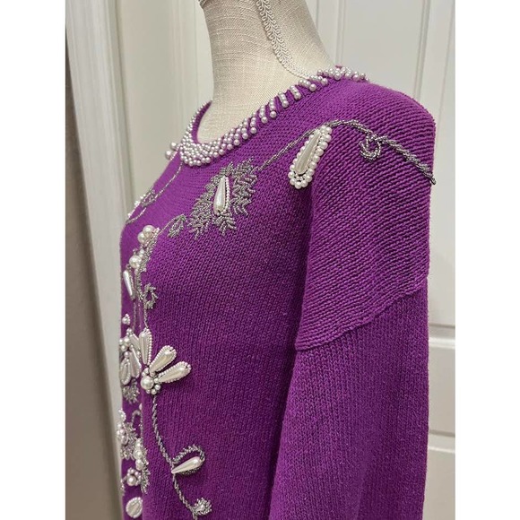 NWT Vintage 80s Victoria Harbour Purple Sweater - Picture 3 of 5